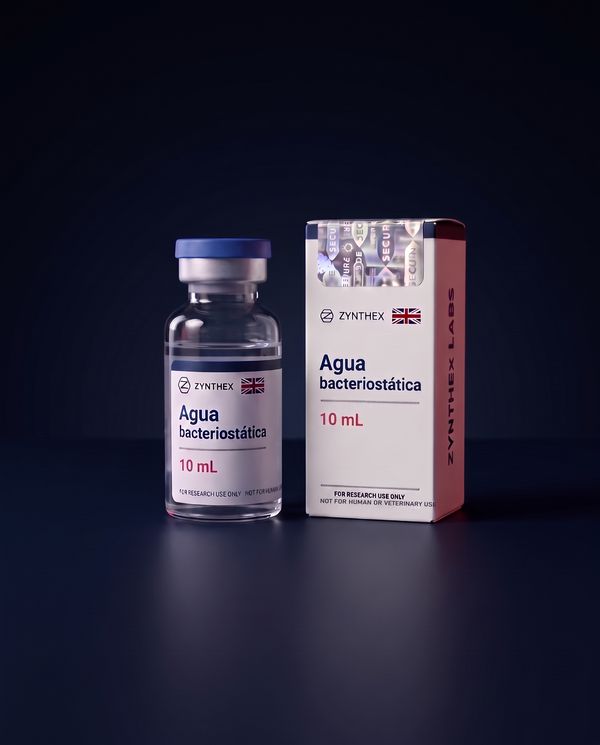 Agua bacteriostática 10 mL — vial y caja Zynthex