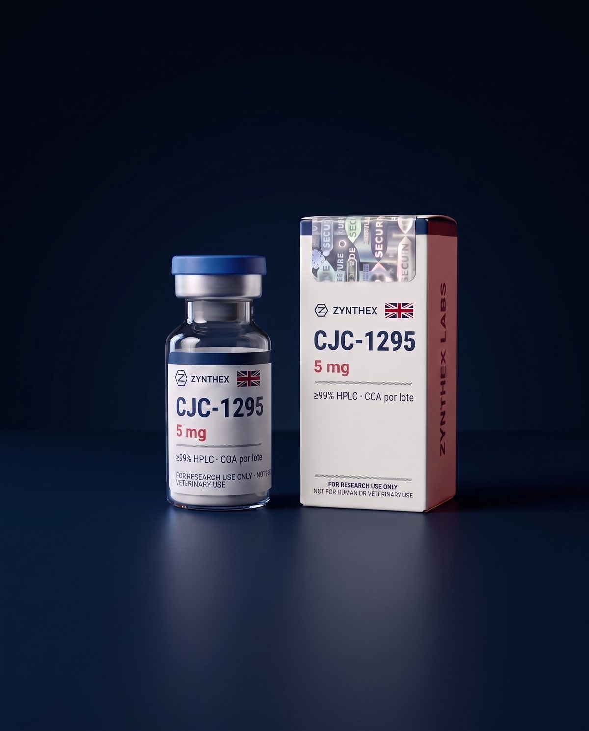CJC-1295 DAC 5 mg — vial y caja Zynthex