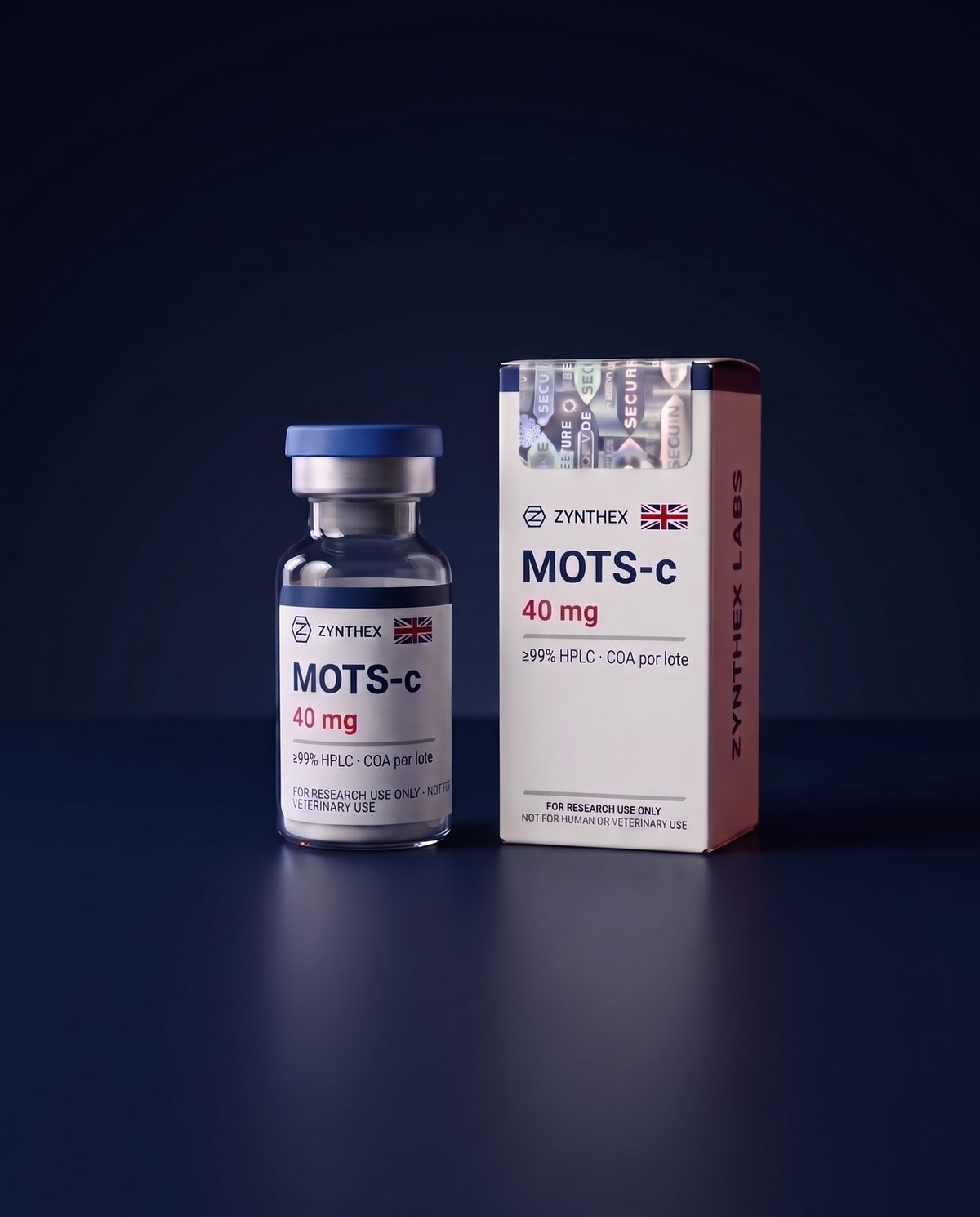 MOTS-c 40 mg — vial y caja Zynthex